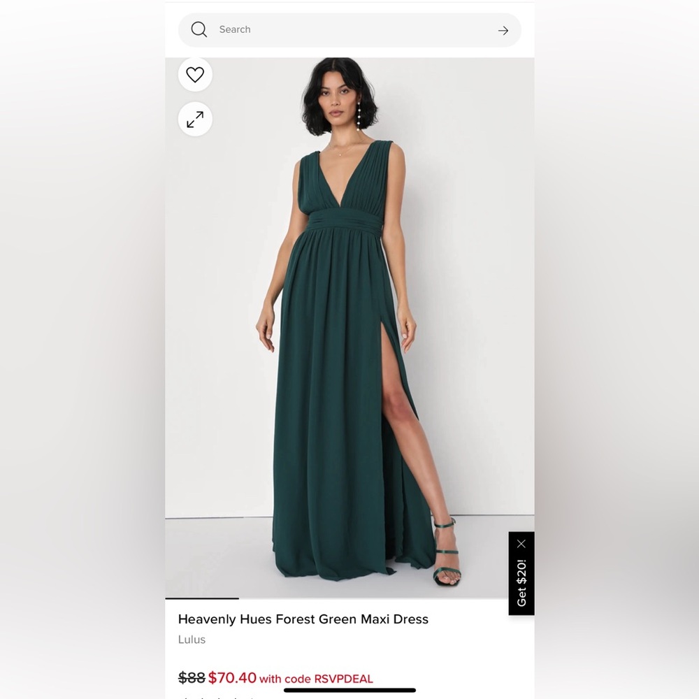 Lulus formal dress size Small flattering fit, forest green color, plunging neck.